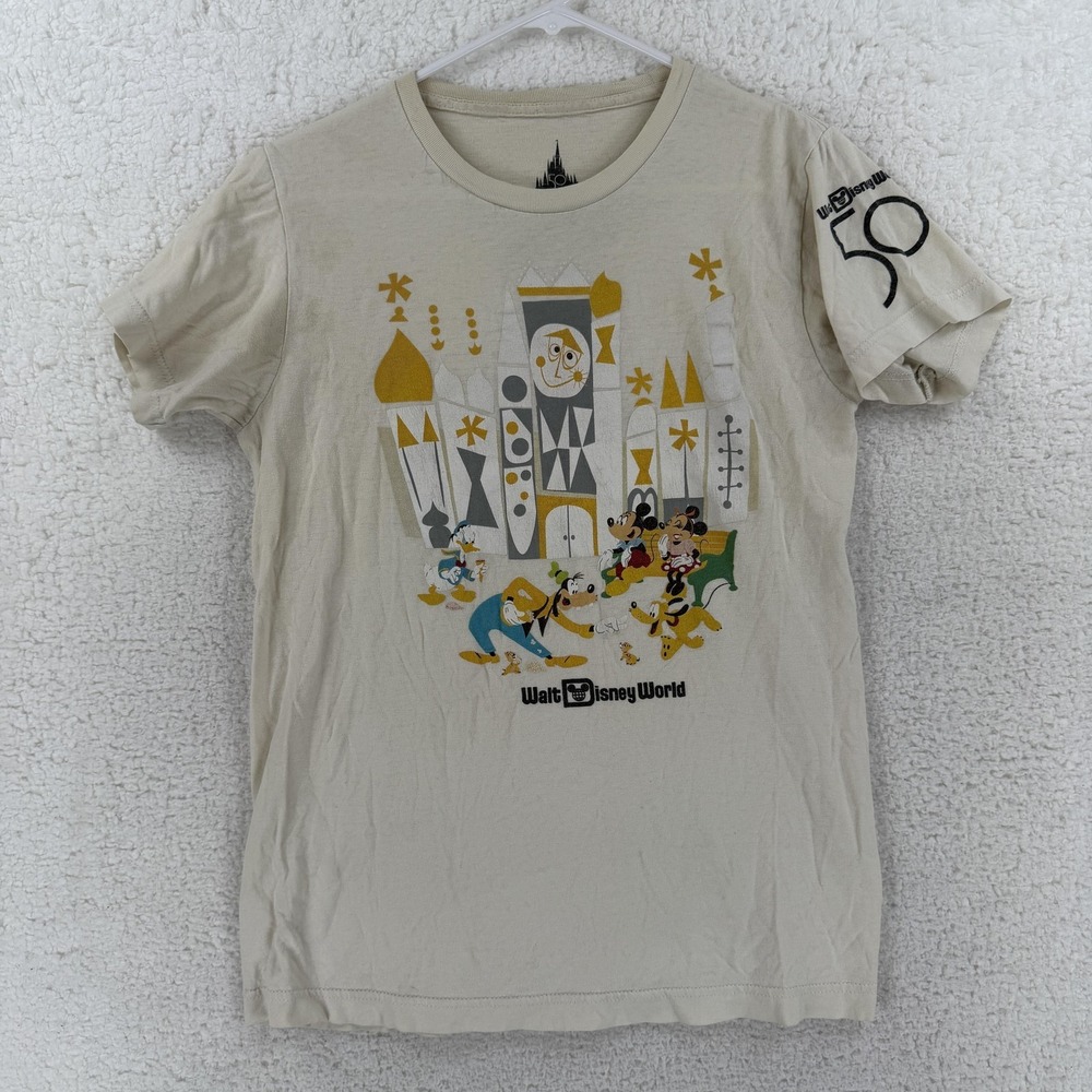Disney Walt Disney‎ World 50 Shirt Mens Small Beige Graphic Tee T-Shirt